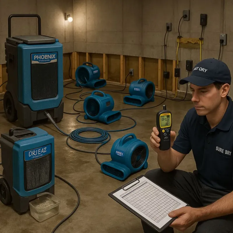 Structural Drying and Dehumidification process in Blooming Prairie, MN